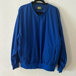 Cabela's Windcrest Mens Blue Pullover Windbreaker Jacket Sz L V-Neck Lined Logo‎